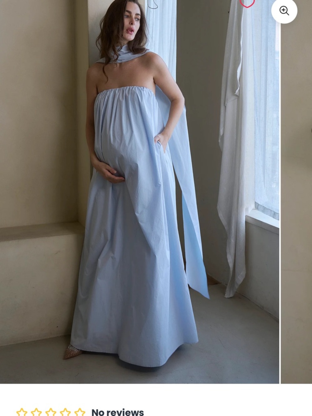 Strapless Light Blue Maxi Dress with Neck Scarf
